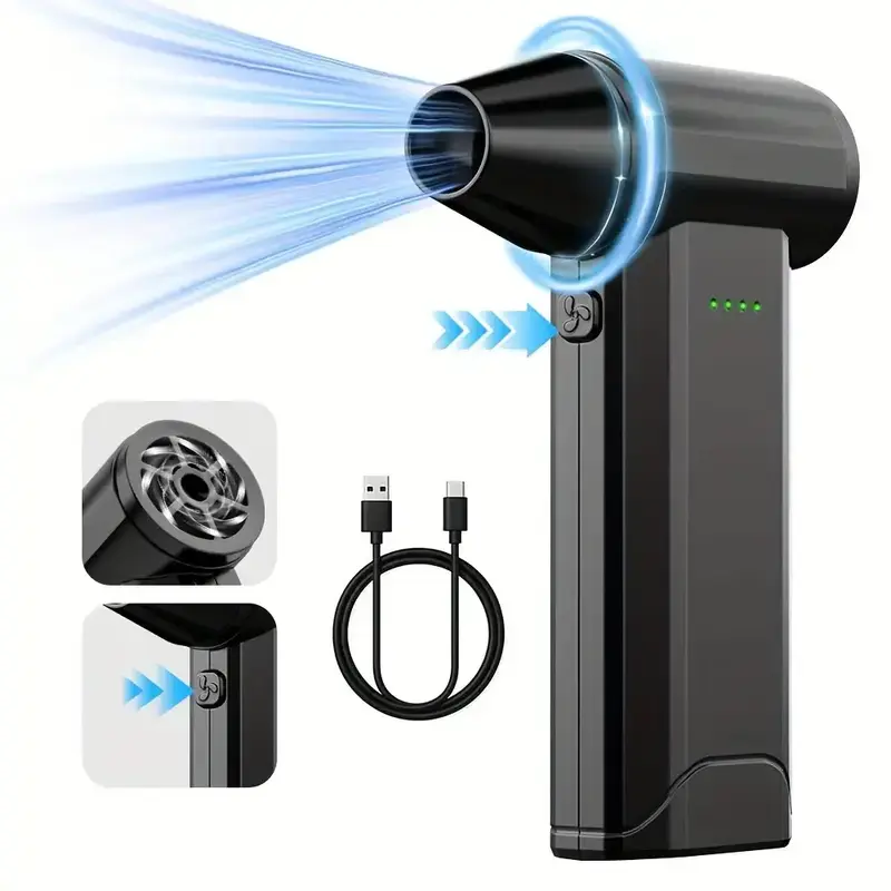 Portable Mini Turbo Fan, High Speed Handheld Rechargeable Fan with Type-C Charging for Car, Keyboard & Electronics Cleaning
