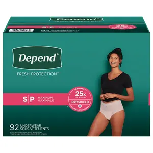Depend Fresh Protection Plus Adult Incontinence Underwear for Women Small Blush 92 ct Comfort Fit