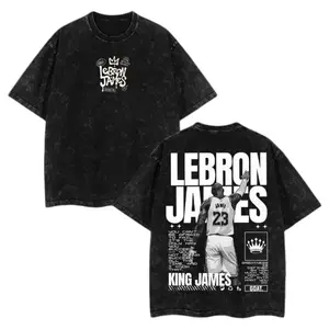 LeBron James Vintage Washed Graphic Tee, Oversized Cotton Streetwear T-Shirt, Retro Y2K Basketball Summer Shirt Gift