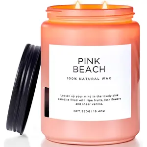Pink Beach Sands Jar Candle, 19.4oz Pineapple Coconut Scented  Soy Candles for Home Scented, 110 Hour  Time, Home Decor  for Women, Friends, Family, Colleagues, Couples