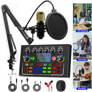 Professional Podcast Sound Card Kit, BT Connection, Bm-800 Microphone Set, for Phone Computer Laptop, Live Streaming, Music, Gaming