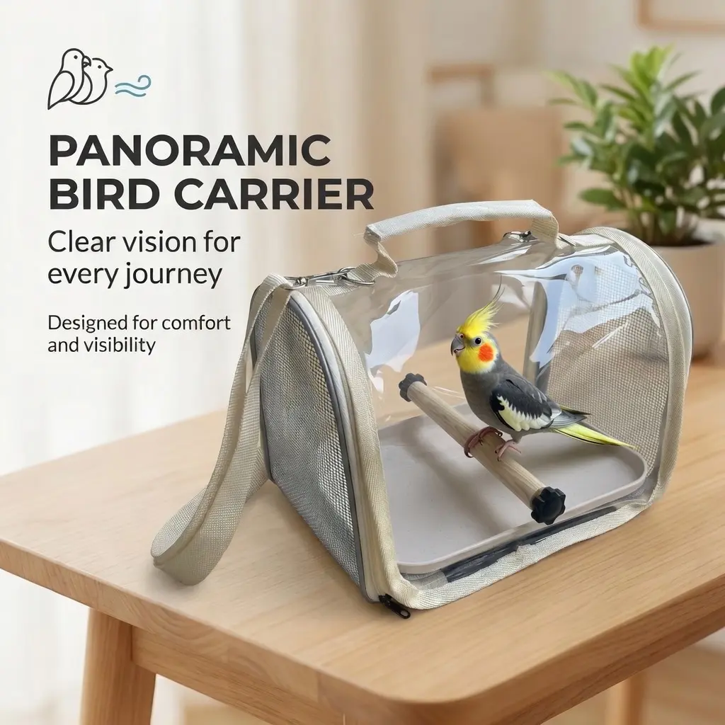 360° Panoramic Transparent Pet Bird Travel Carrier Backpack - Wide Clear Vision, Breathable, Comfortable Portable Parrot Outing Cage