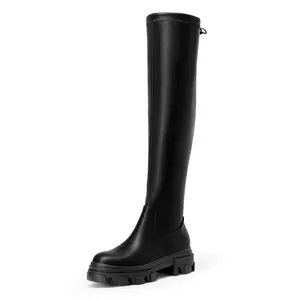 Dream Pairs Ikon Stretch Over-the-Knee Boots – Round-Toe Pull-On Heels with Winter-Warm Lining & Cloud-Cushion Insole