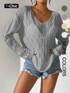 Girl Hole Lazy Style Full Sleeves Jumpers Tops Hollow Out Sexy Women Fashion Casual Basic Streetwear Femme Knitwear Sweaters Pullovers Long Sleeve Womenswear