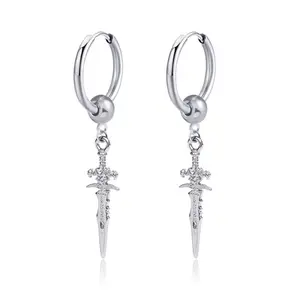 【JOYCE DESIGN】Retro punk arrow personality hip-hop street couple earrings earrings trendy men's earrings cross sword men's ear clip