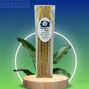 Sandalwood, Cedar, Oakmoss & Amber, Handmade Artisanal Incense Sticks - Set of 12, Bamboo Charcoal