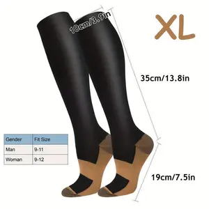 10 Pairs of Copper Compression Socks for Women and Men, Promote Blood Circulation (Black) - Suitable for Daily Use, Travel, Running, Climbing, and Sports(gift)