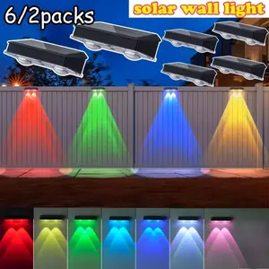 6/2pcs Solar Outdoor Wall Lights, Wireless Wall Lights with Automatic Switch, Over 8 Hours of Working Time, for Patios, Porches, Gardens, Driveways - Easy to Install with No Wiring Needed, Solar Garden Lights for Outdoor Decoration