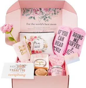 Gift Basket for Mom, 12pcs Pink Happy Birthday Gift Box for Mom from Daughter Son
