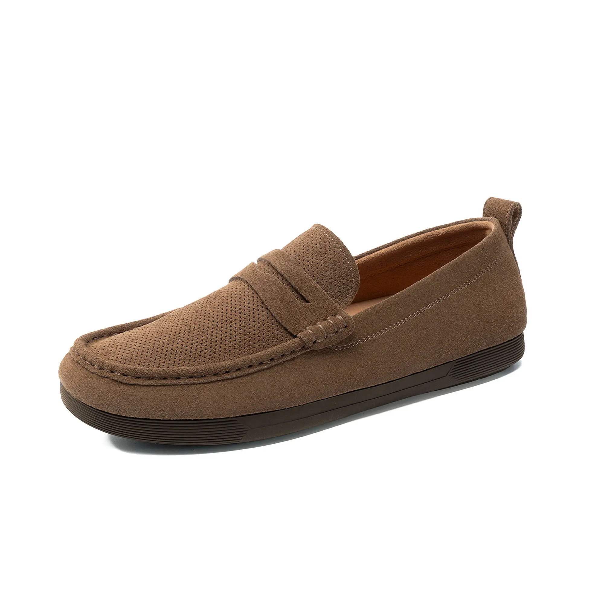 BRUNO MARC Anniversary Men's Suede Shoes - Classical Old Money Loafers, Round Toe, Lightweight Comfortable Slip-On Style, Drive-Ready Fit for Back to School, Black Loafers, Minimalist Casual Shoes, Flat, Footwear