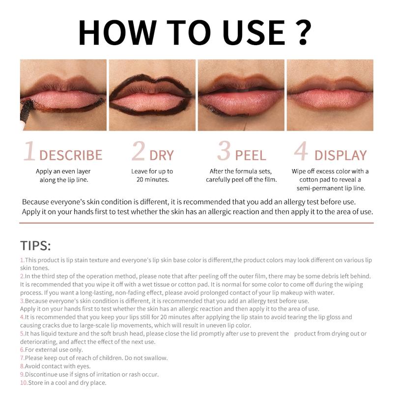 lakerain 1 Count/4 Counts Peel-off Liquid Lip Liner Lip Stain, Long-lasting Matte Peelable Lip Gloss, 4 Shades Available, Highly Pigmented, All-day Wear, Essential Lip Makeup Tools, Women's Cosmetics, Lip Makeup Products