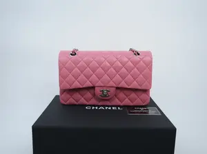 Pre-owned CHANEL lambskin Shoulder Bags Quilted Medium Classic Double Flap Pink