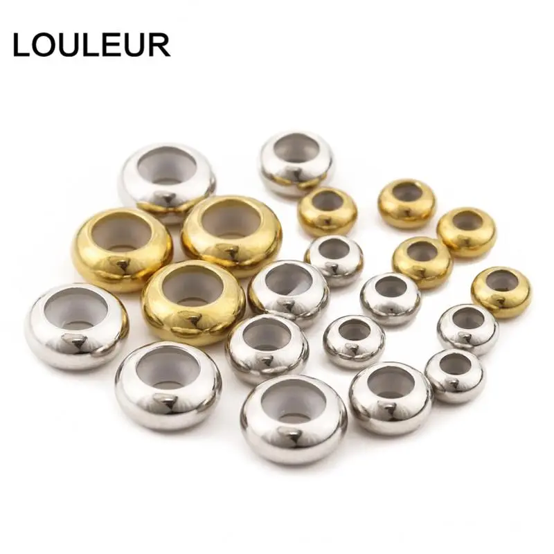 10pcs/lot Stainless Steel Spacer Beads Stopper Beads with Silicone Rubber fit Slider Bracelet For Jewelry Making DIY Accessories