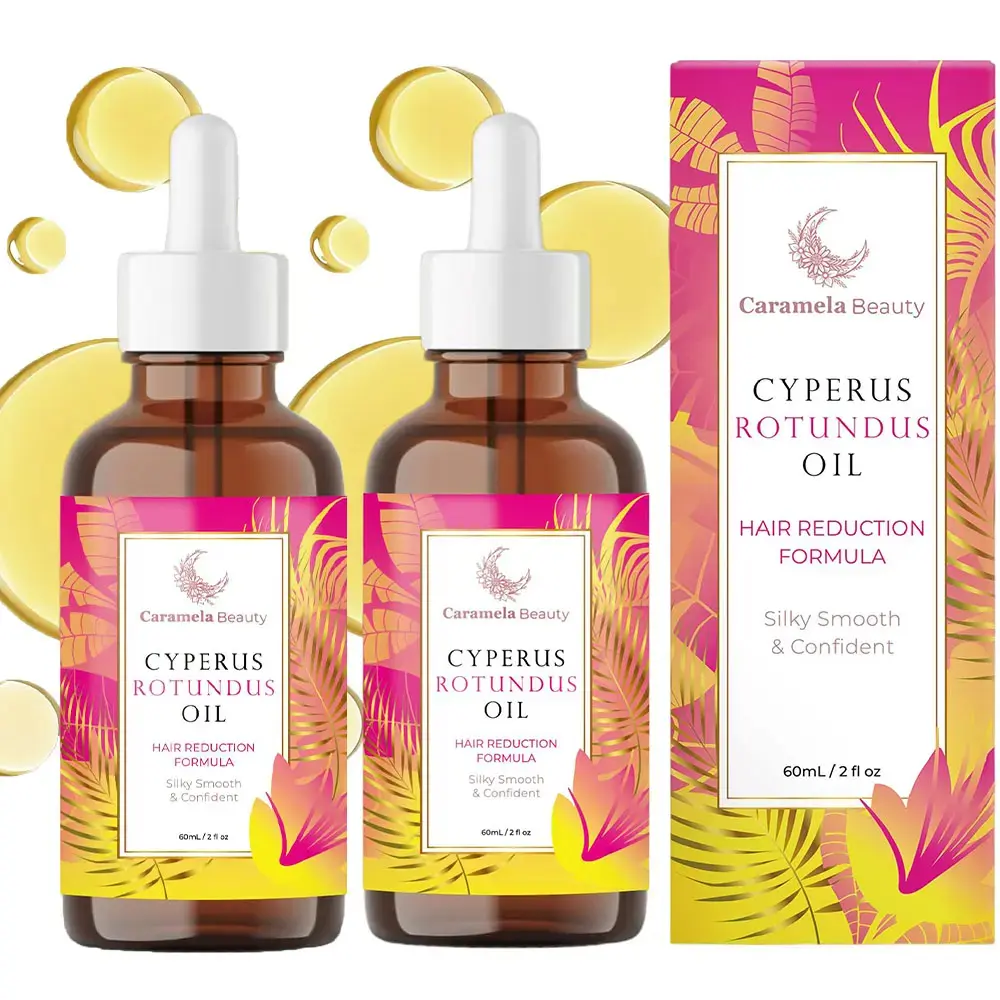 Caramela Beauty Cyperus Rotundus Oil Essential Oil - Cosmetic Liquid, Prop 65 Safe Natural Hair Growth Inhibitor, Hair Removal Oil, Moisturizing Soothing Body Care Oil for Sensitive Skin Routine