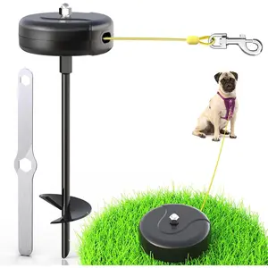 30ft  Tie Out  and Stake, 360?No  Heavy Spiral  Steel Anchor and Retractable Leash for Small to Large Dogs Up to 10-90 lbs Lead for Outside Yard Camping Park