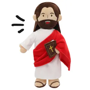 Yelakey Jesus Plush Speaks 20 of Jesus' Bible Verses and 3 of Bible Music Jesus Doll Stuffed Animal to Teach Suitable for Church Sunday School Religious Easter Gift