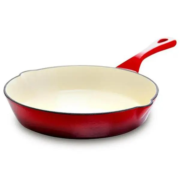 CrockPot Zesty Flavors Enameled 8" Round Cast Iron Skillet in Scarlet Red