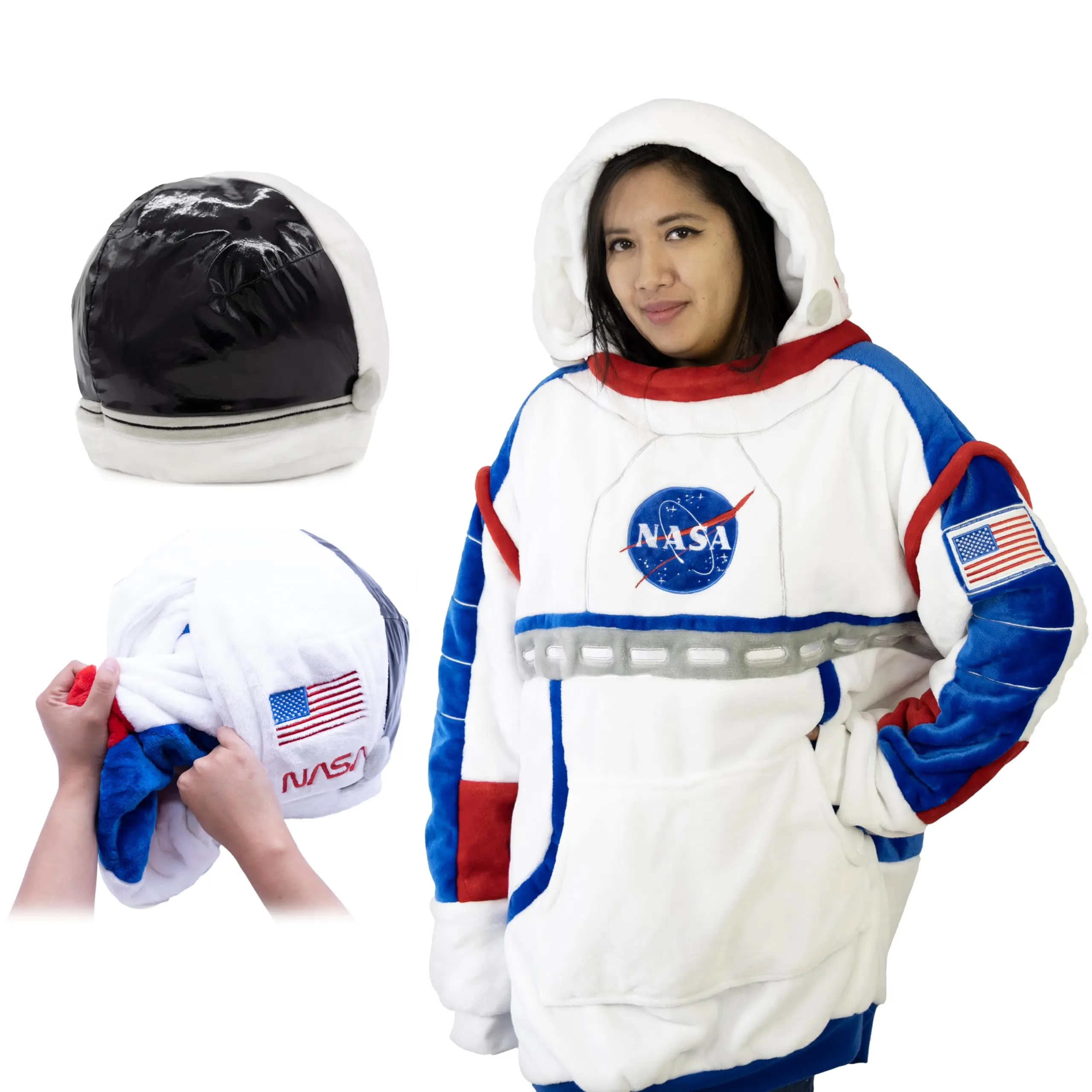 Plushible NASA-Themed Wearable Blanket Hoodie - Cozy Oversized Sweatshirt for Adults - Soft Snuggly Suit Gift