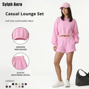 Women's Sporty Fashion Set - A trendy sweatshirt and versatile shorts combination, suitable for both sporty and casual occasions, comfortable and versatile.