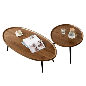 Stackable Walnut Coffee Tables Set | Indoor & Outdoor Modern Design, Easy Assemble