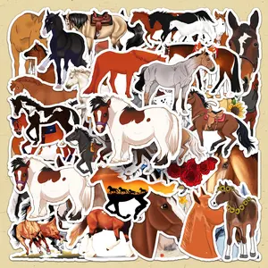 Horse Pattern Sticker, 50pcs/set Cartoon Animal Decorative Sticker, DIY Decals for Water Bottle, Laptop, Cellphone, Phone Case, Scrapbooking, Journal Making