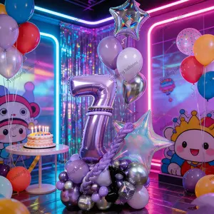 Dreamy Silver Number Aluminum Foil Balloon Set, Birthday Party Background Wall Decoration, High-End Photo Prop Balloons