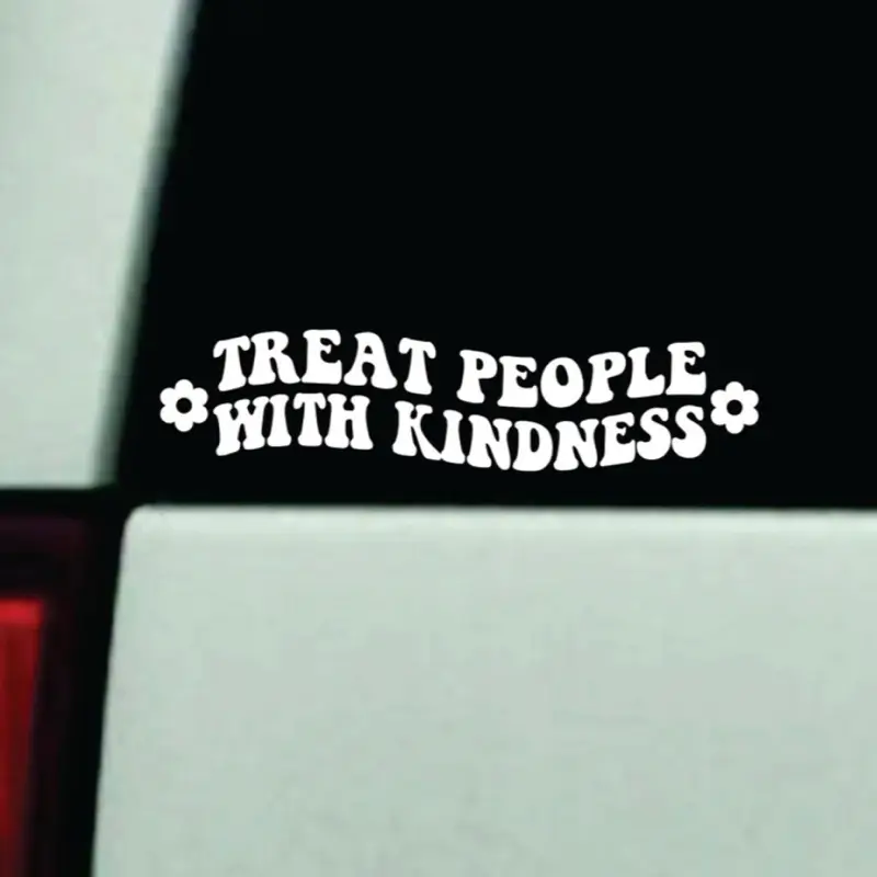 Treat People With Kindness v2 Car Decal Truck Bumper Sticker Window Windshield Vinyl Mirror Mental Health