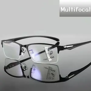 Trend Business Progressive Multifocal Reading Glasses Men Women Vintage Presbyopia Eyewear Retro Half Frame Far Sight Eyeglasses