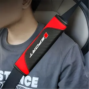 2PCS Carbon Fiber Car Seat Belt Pad Covers with Sponge Filler, Universal Leather Shoulder Strap Cushions for Audi BMW Mercedes Volkswagen Toyota Vehicles, Car Accessories