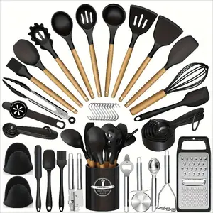 45-Piece Kitchen Utensil Set with Heat-Resistant Silicone Handles, Non-Stick Coating, Multi-Functional Spoons, Easy Clean Cooking Tools, Silicone Spatula Set