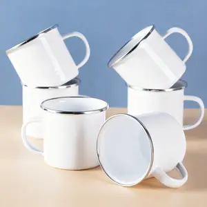 Classic White Enamel Mugs, Set of 6 or 12 Unbreakable Coffee Cups for Camping, Home & Outdoor Use - Durable Rustproof Design