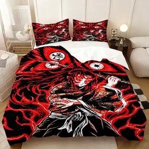 3Pcs,Kokushibou three-piece bedding set, soft, comfortable and skin-friendly, universal in all seasons, bedding set, no pillow core, no quilt core, suitable for bedrooms, guest rooms - (1 quilt cover + 2 pillowcases)