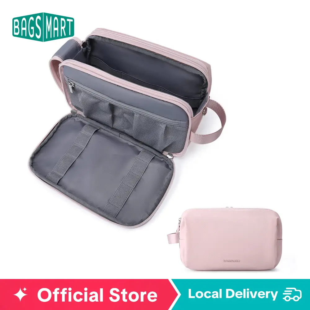 BAGSMART Toiletry Bag, Travel Toiletry Organizer Dopp Kit Water-resistant Bag for Toiletries Accessories, Door Room Essentials with Double Zippers
