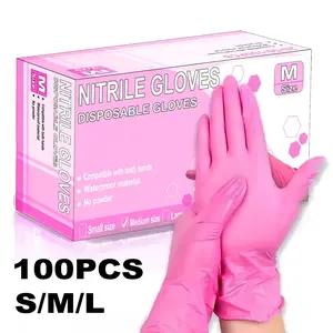 100pcs Rose Nitrile Gloves, Disposable Household Cleaning Gloves, Ideal for Cleaning, Manicure, Haircutting, Painting, Kitchen Bathroom