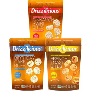 Drizzilicious Bakery Flavor 3-Pack – French Toast, Cinnamon Swirl & Birthday Cake – Gluten-Free Snack