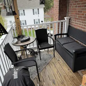 【Springtok】70-Gallon Outdoor Bench Storage Box Waterproof Design with Pre-Lock Feature, Perfect for Patio Supplies Storage