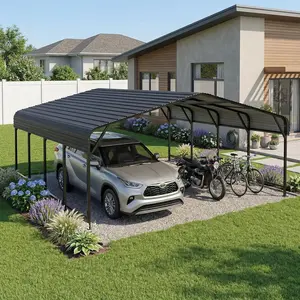 MNLR Heavy-Duty Galvanized Steel Carport (Multiple Sizes: 20x20, 20x30, 20x40) - Outdoor Open-Sided Metal Roof Car Shelter with Pre-Drilled Holes for Cars, Trucks | Memorial Day Pick summergarden