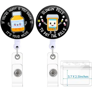 Z-BR36  2 Pack Pharmacy Badge Reels Holder Retractable with ID Clip for Nurse Name Tag Card Pharmacist Nursing Doctor Medical Work Office Alligator Clip ZJK1004