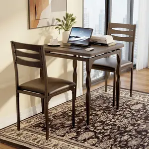 Garvee dining table set for 2, dining table and chairs 2-piece set, 3-piece dining table set with spiral table legs for small spaces, kitchen, apartment, black