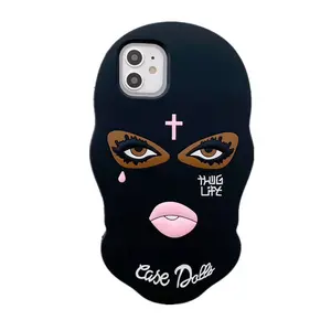 3D Mask Dolls soft case for iphone 16 15 13 14 17 Pro Max Girl Tear Jesus cross Goon Thug Life cover for Girl gift
