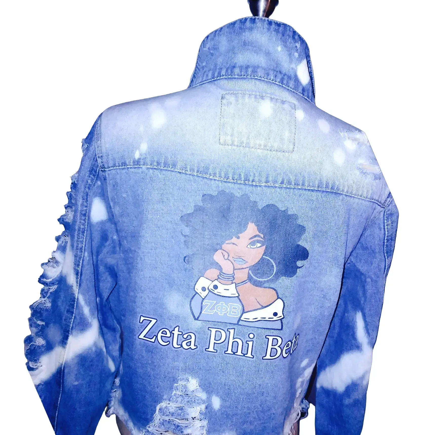Custom Zeta Phi Beta Sorority Jean Denim Jacket