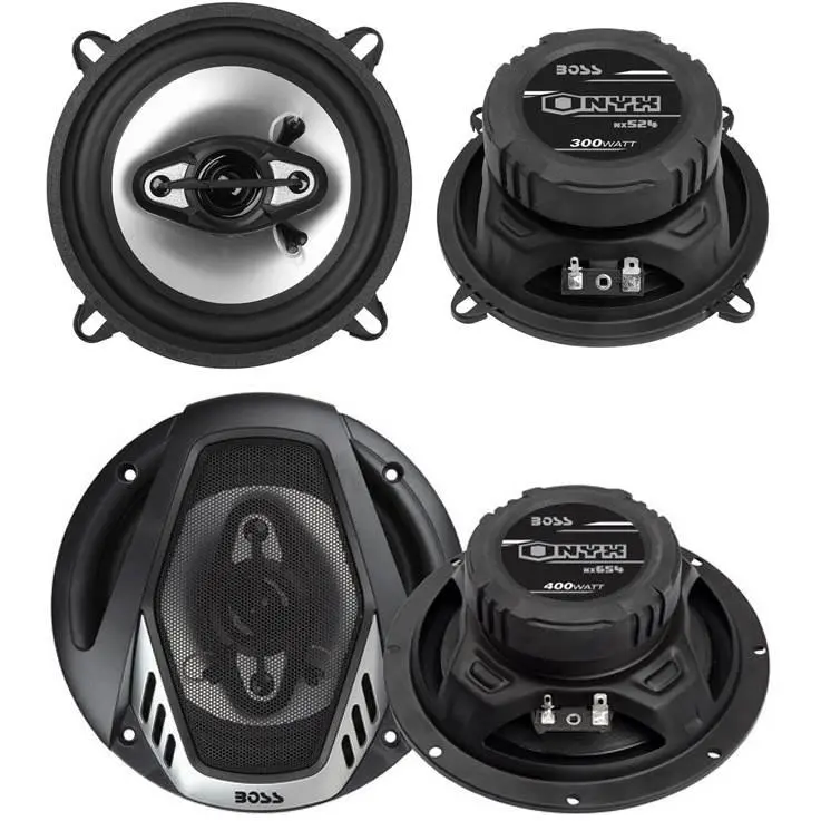 BOSS NX524 5.25" 300W and 6.5" 400W 4 Way Car Audio Coaxial Speaker Set (4 Pack)