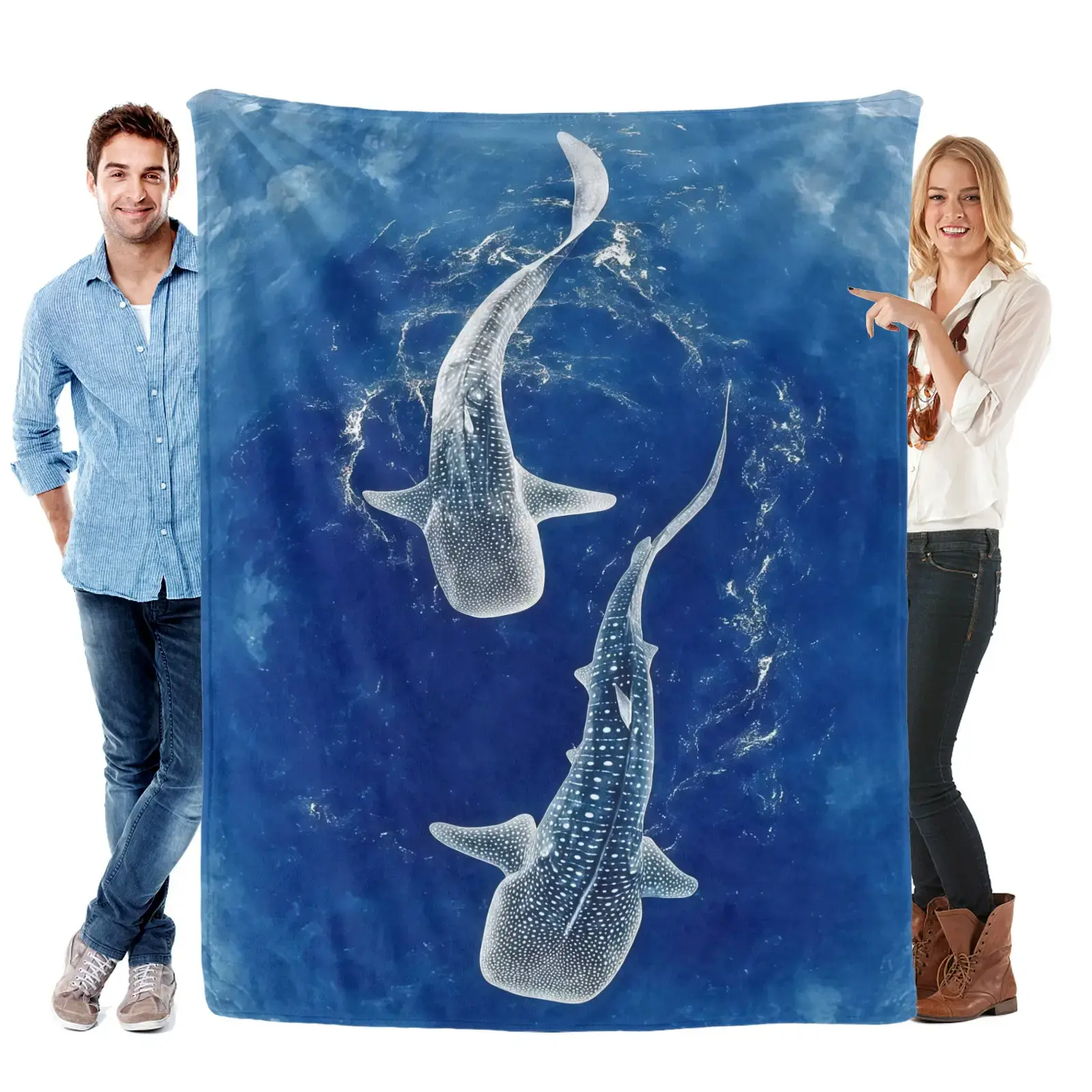 Whale Shark Ocean Animal Blanket, Soft Flannel Children Blanket, Cozy Gift for Kids Boys Girls Toddler, Perfect for Nap and Bed