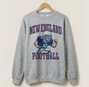 New England Football Vintage Sweatshirt, Retro Cartoon Style Crewneck, Classic Fan Gift, Patriots-Inspired Game Day Apparel