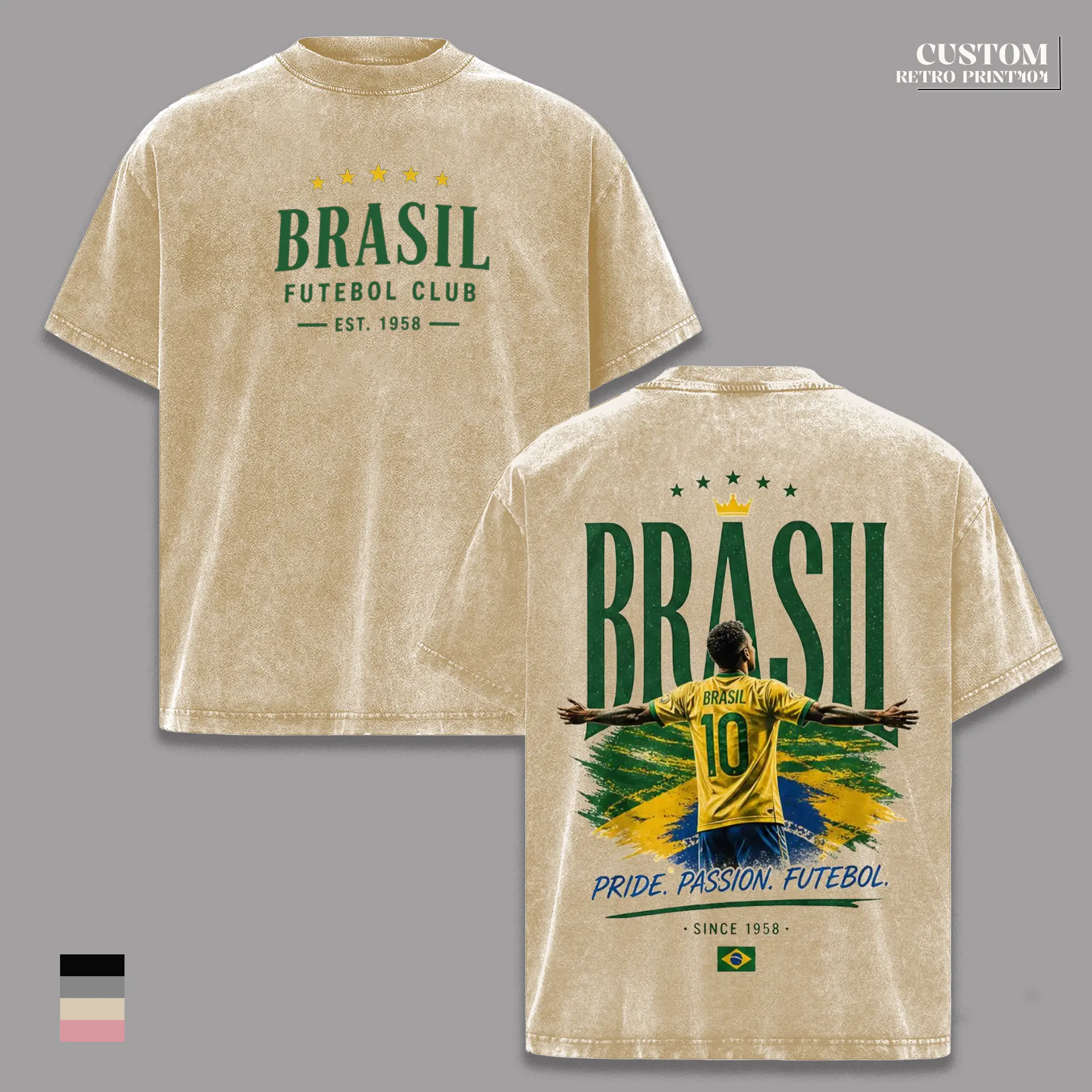 Brasil Futebol Club Vintage Washed T Shirt, Brazil Soccer Fan Oversized Tee, WC2026 Inspired Graphic Shirt, Heavyweight Cotton Streetwear, Futbol Lover Gift, Retro Sports Apparel Top Merch