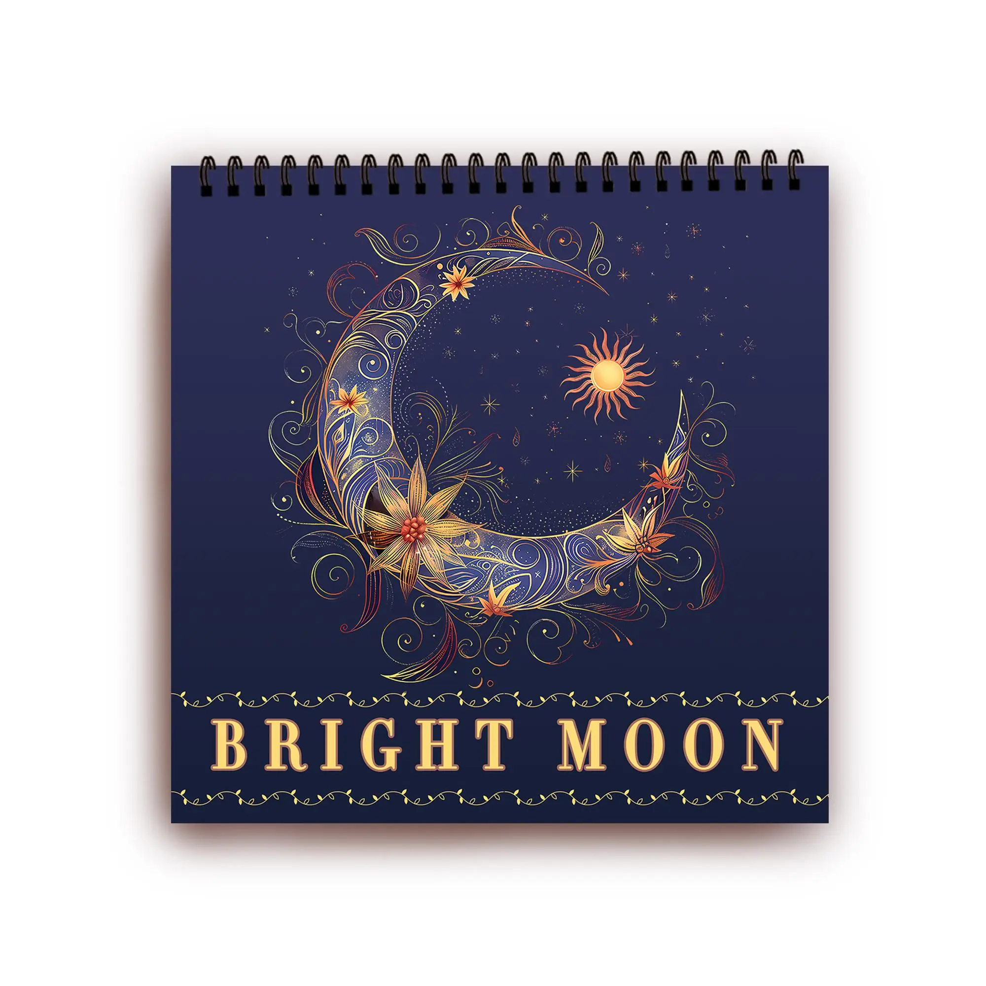 Moon & Flower Pattern Coloring Book, 30 Sheets Spiral Bound Stress Relief Coloring Book, Gift Ideas Kill Time Graffiti Painting Drawing Art Book (Acce