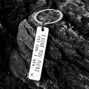 2pcs Engraved Stainless Steel Keychains Rust-Resistant Durable Key Ring for Couples Family Friends Boyfriends Husbands Ideal Valentine's Day Gift Gratitude Gifts Love Charm