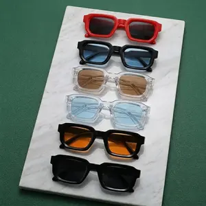 6-Pack Vintage Rectangle Sunglasses for Men & Women| Retro Y2K Chunky Frame Eyewea