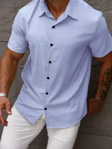 Men's Short Sleeve T-Shirt, Loose Fit Solid Color Open Front Cardigan, Casual Outerwear Shirt, Comfortable and Stylish Men's Clothing