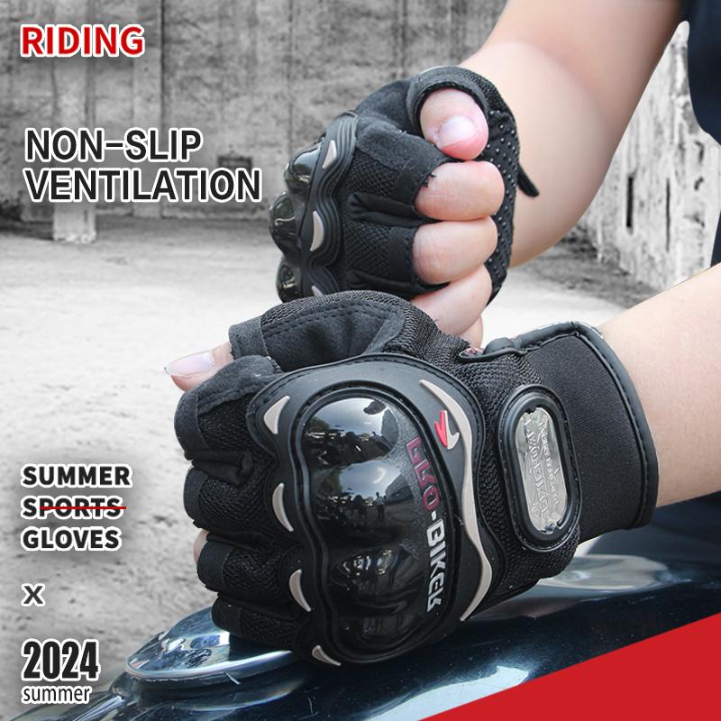 Breathable Half-Finger Motorcycle Riding Gloves for Men and Women, Non-Slip, Wear-Resistant, Touchscreen Compatible, Protective Motorbike Gloves for Outdoor Riding